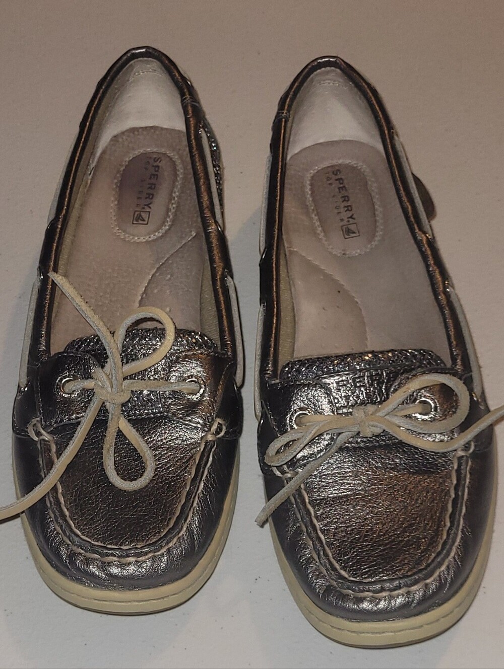 Sperry Top Sider Angelfish, Metallic Dark Silver Boat Shoes, 8